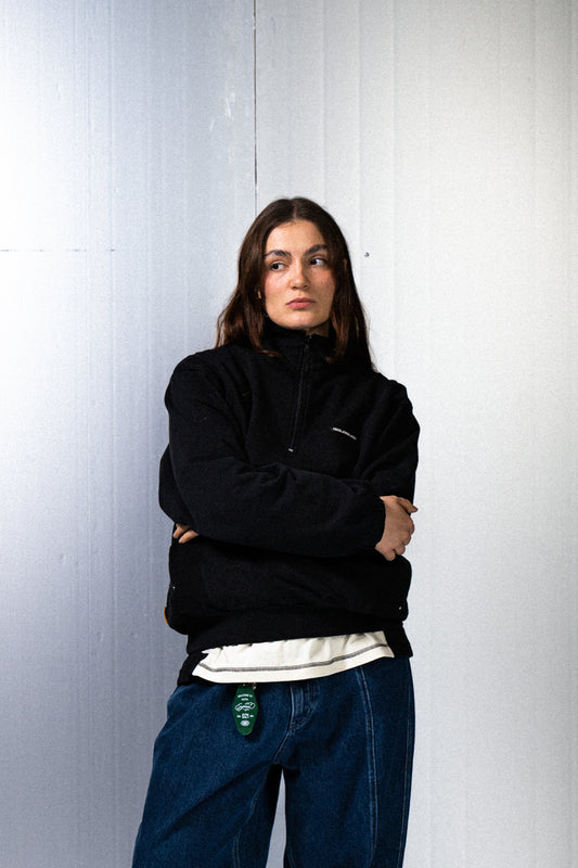 CONTRAST REVERSED ZIP SWEATER WASHED