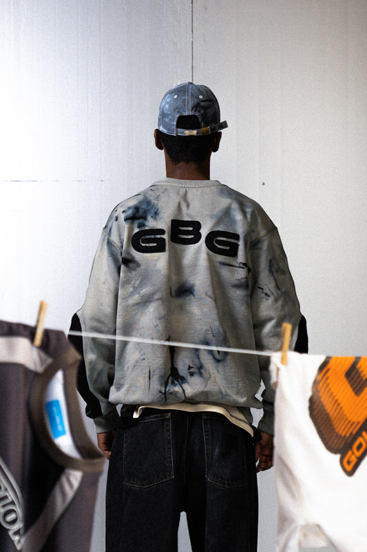 CUTTED FRONT BLUE DYED CREWNECK