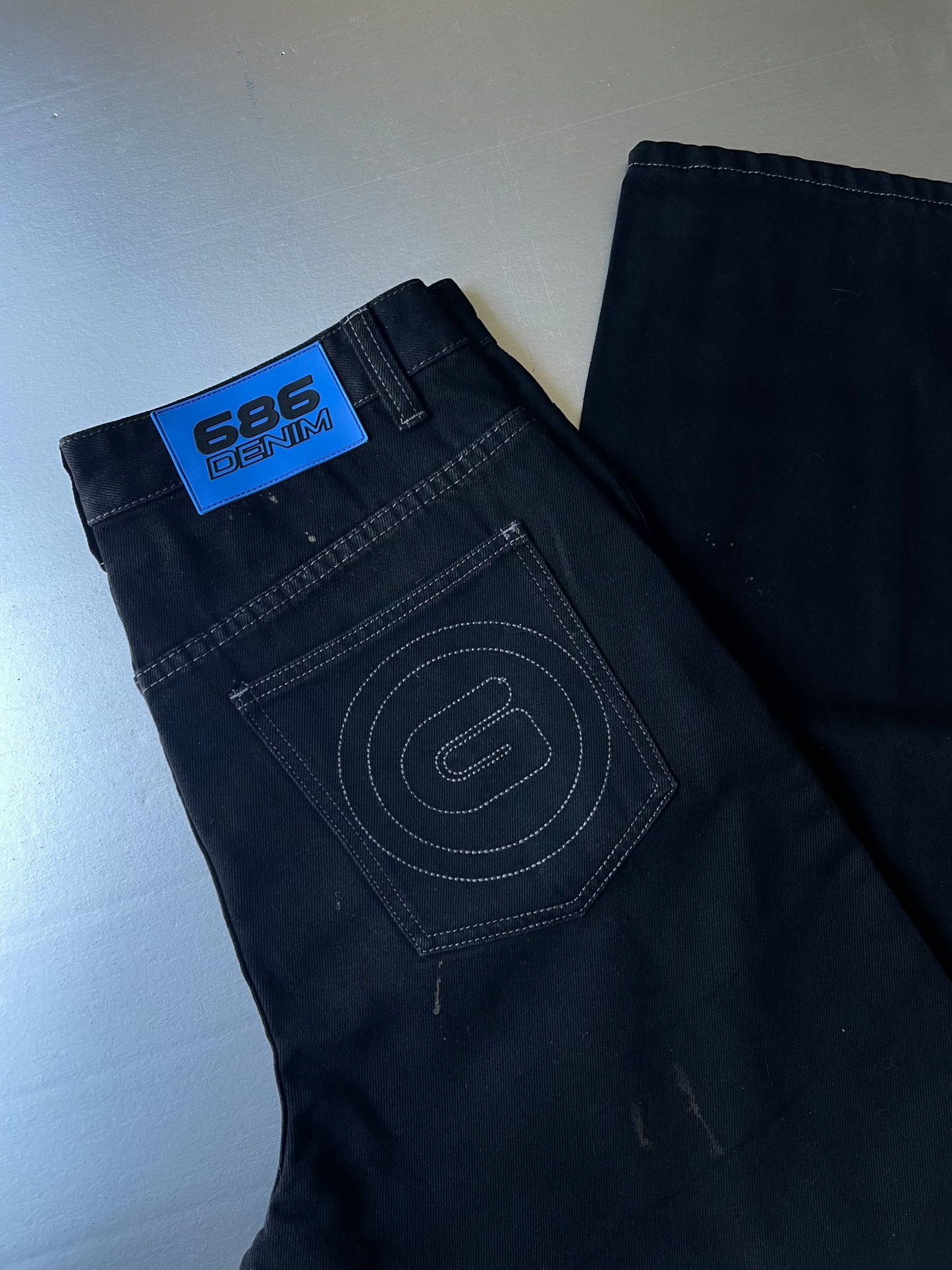 BLUE G PANT BLACK ACID STAINED DENIM SIZE 30