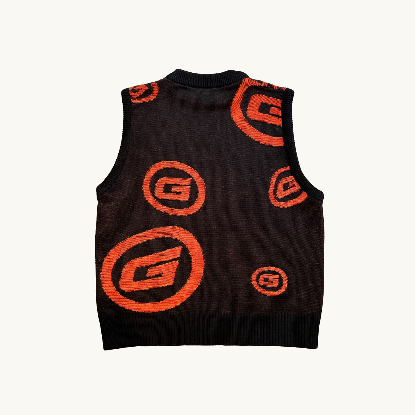 CONTRAST VEKNIS KNIT VEST BLACK/ORANGE