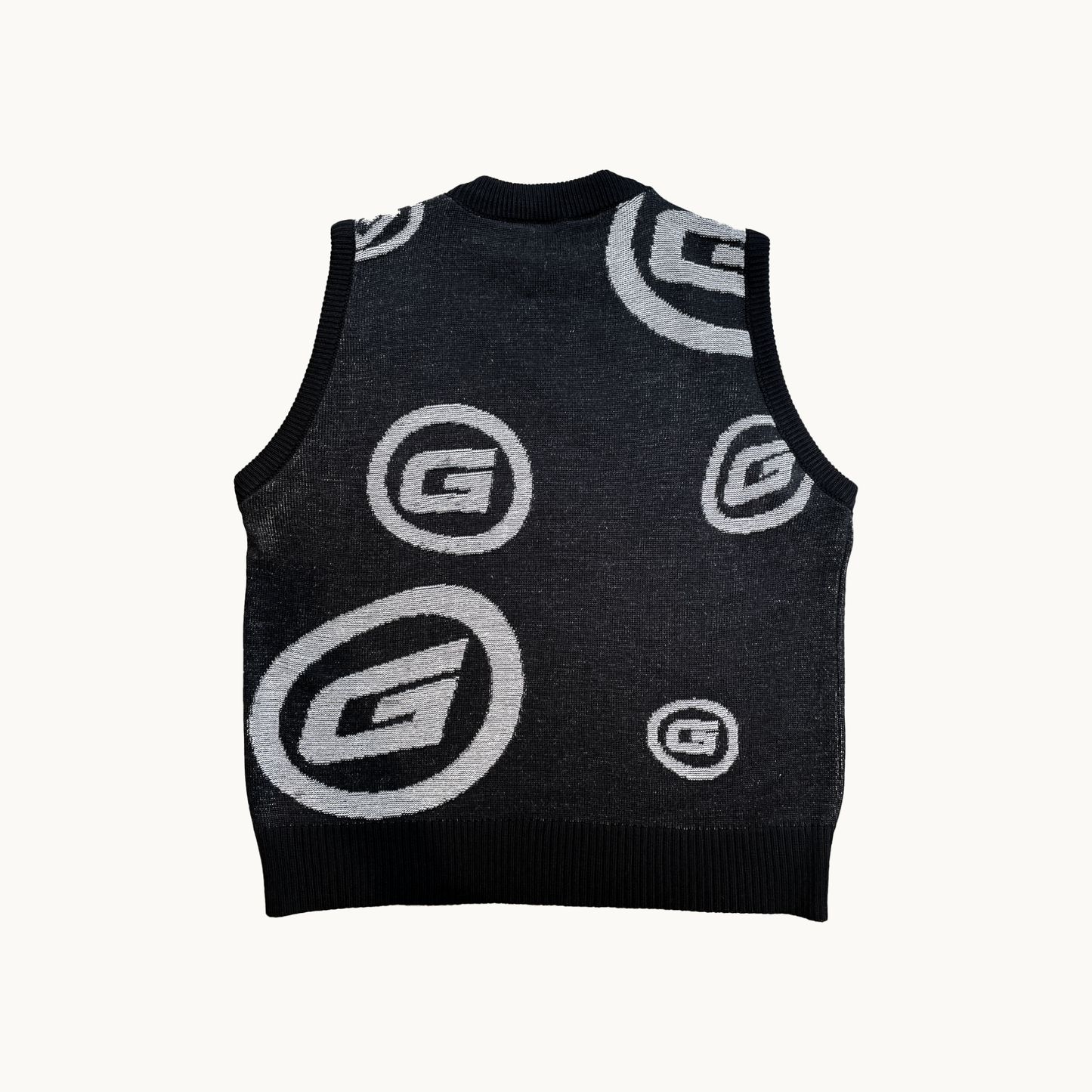CONTRAST VEKNIS KNIT VEST BLACK/CREME