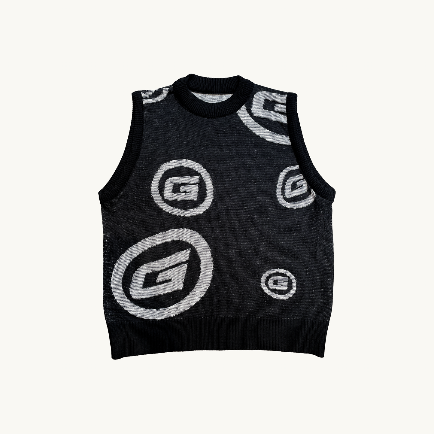 CONTRAST VEKNIS KNIT VEST BLACK/CREME