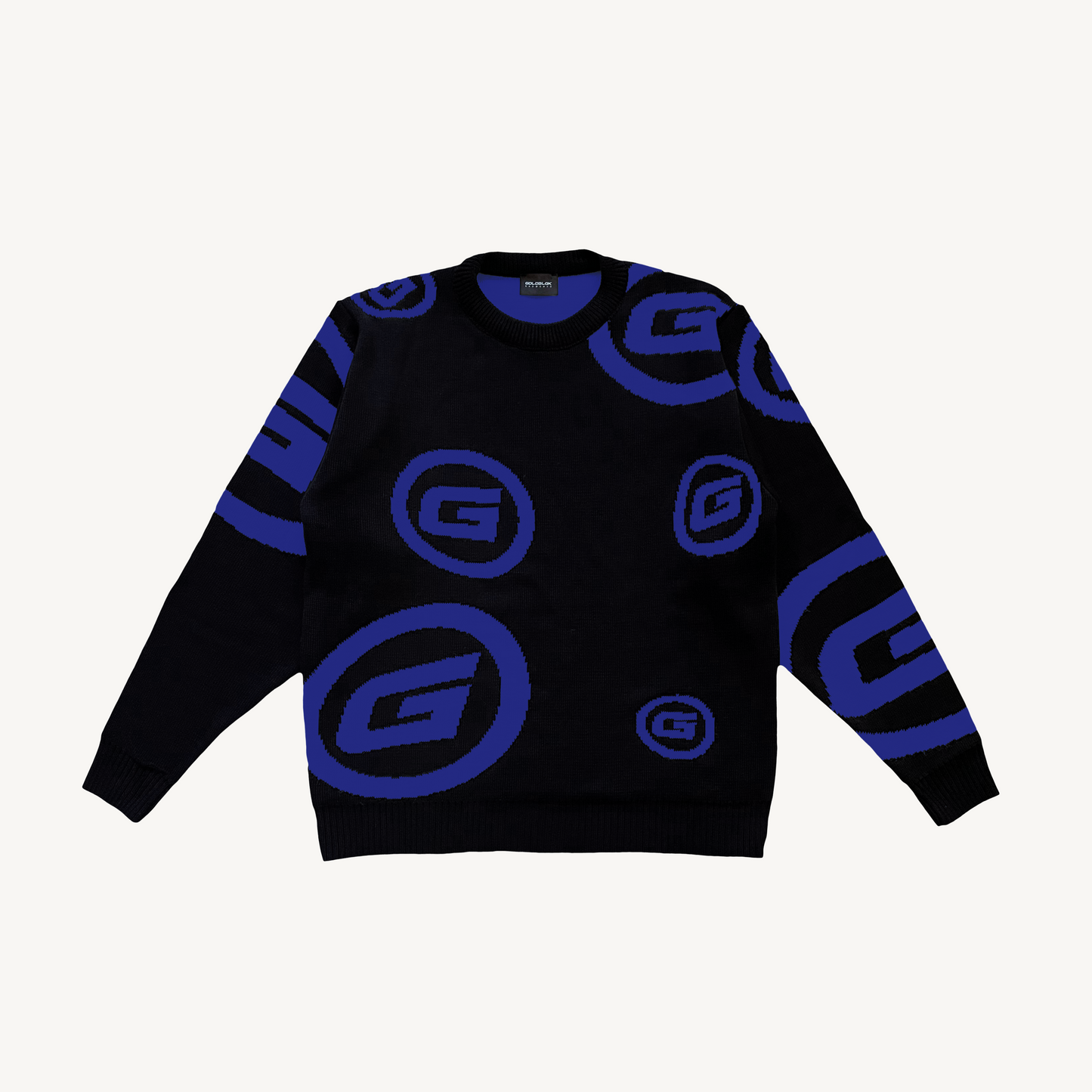 CONTRAST KNIT SWEAT BLACK/BLUE