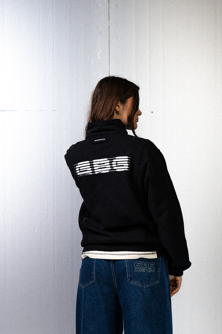 CONTRAST REVERSED ZIP SWEATER WASHED