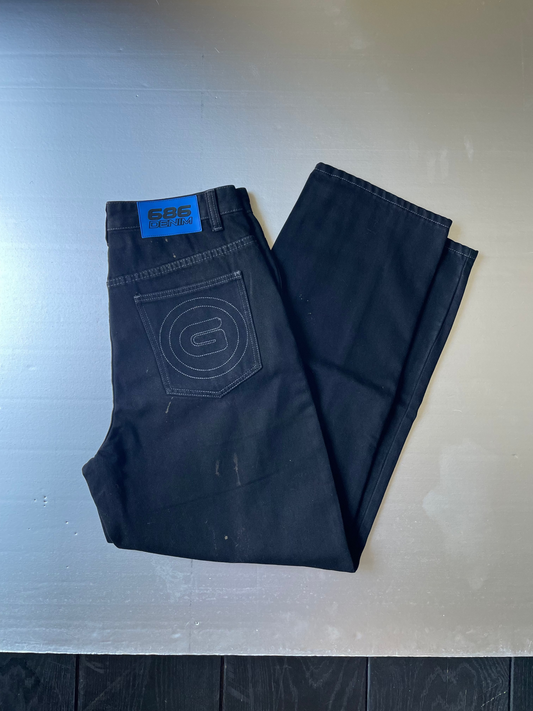 BLUE G PANT BLACK ACID STAINED DENIM SIZE 30