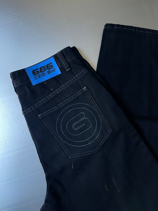 BLUE G PANT BLACK ACID STAINED DENIM SIZE 30