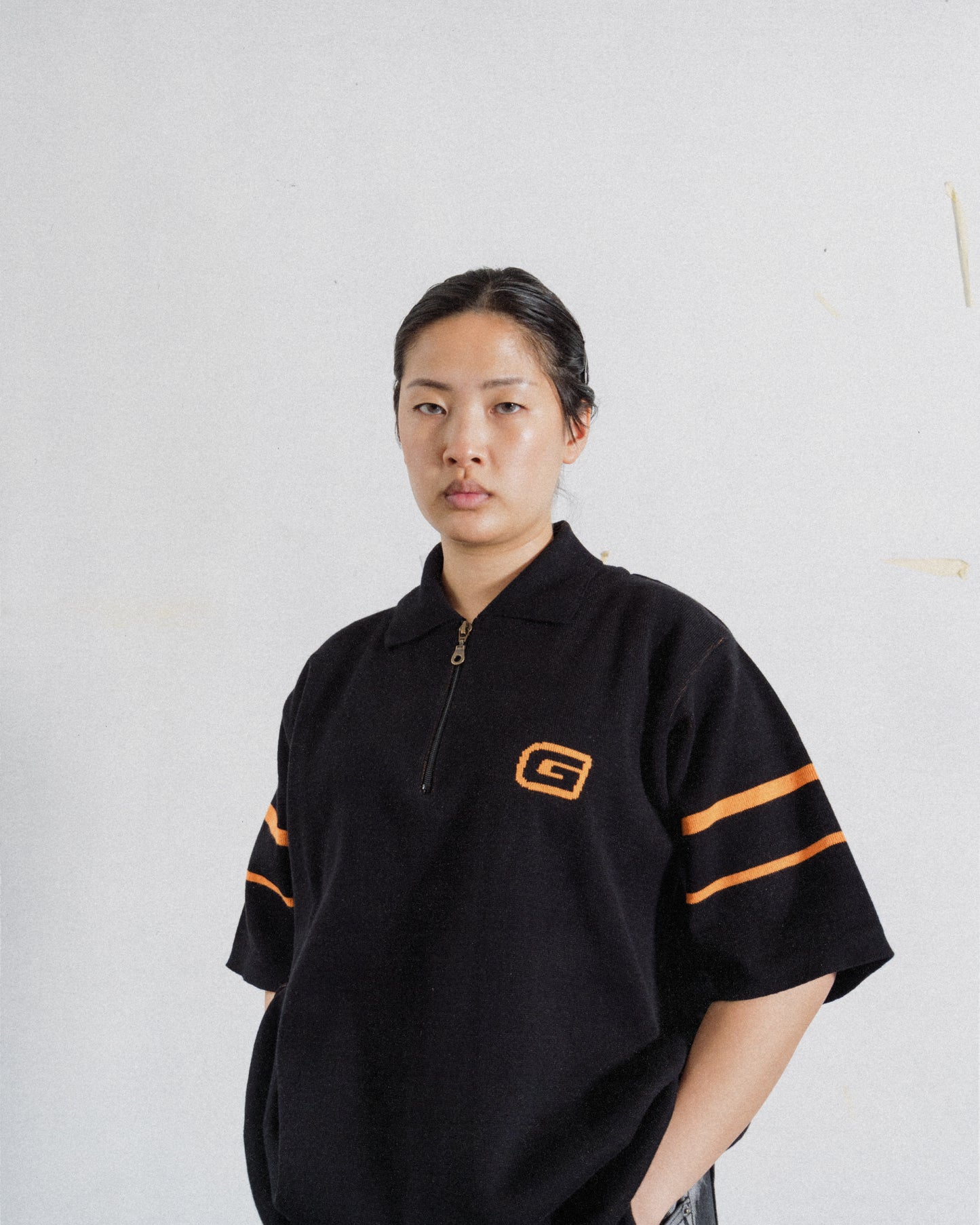 KNIT SHIRT 3/4 ZIP BLACK VERSION
