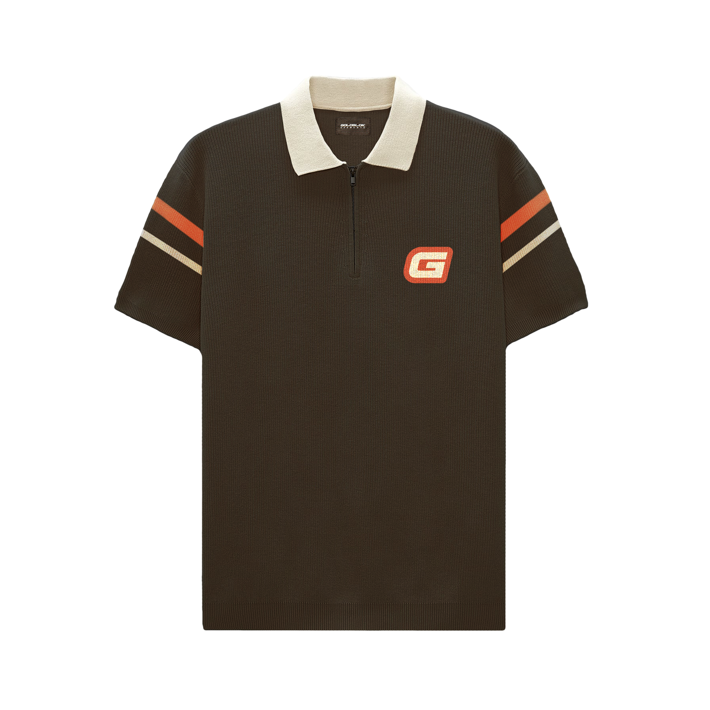 KNIT SHIRT 3/4 ZIP BROWN VERSION